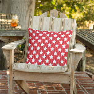 Red Stripes And White Starry Nights Cushion