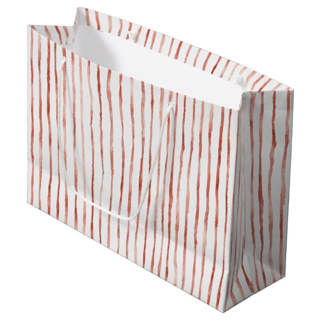 Red Stripes Birthday Large Gift Bag (Front Angled)