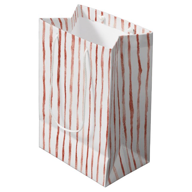 Red Stripes Birthday Medium Gift Bag (Front Angled)