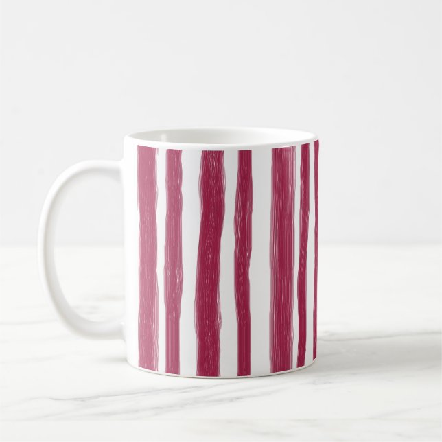 Red Stripes Bordeaux  Coffee Mug (Left)