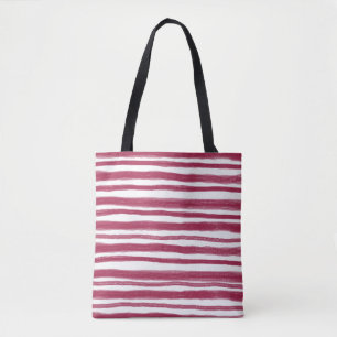 Red Stripes Bordeaux Tote Bag