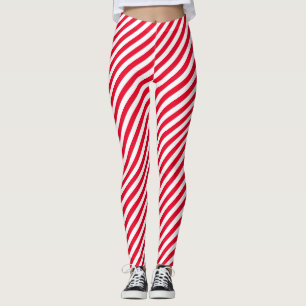 Red stripes Christmas elf costume Leggings