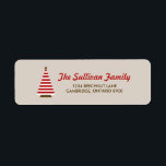Red Stripes Christmas Tree Holiday Address Label Return Address Label<br><div class="desc">Customisable modern address label - the perfect match for your holiday cards.</div>