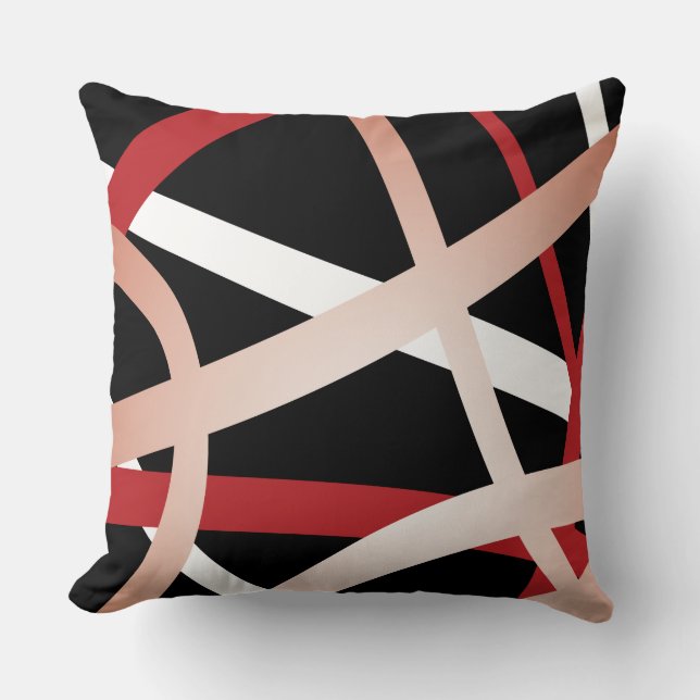 RED STRIPES DESIGN Retro Throw Pillow (Front)