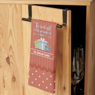 Red Stripes Family is the Best Gift Monogram Tea Towel