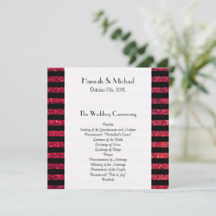 Red Stripes, Glitter Stripes, Lines, Wedding Program