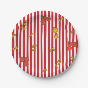 Red Stripes Italian Pasta Ciao Bambino Baby Shower Paper Plate