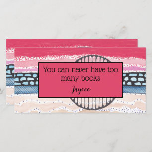 Red stripes mixed media, personalised book mark thank you card