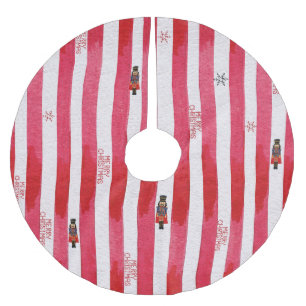 Red Stripes Nutcracker Merry Christmas Tree Skirt