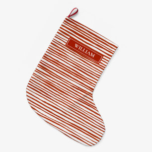  Red Stripes Personalised  Large Christmas Stocking