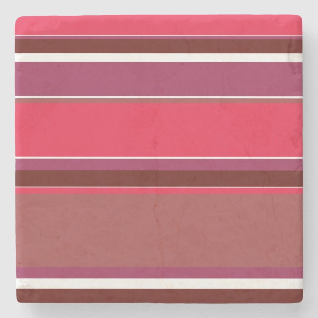 Red stripes stone coaster (Front)