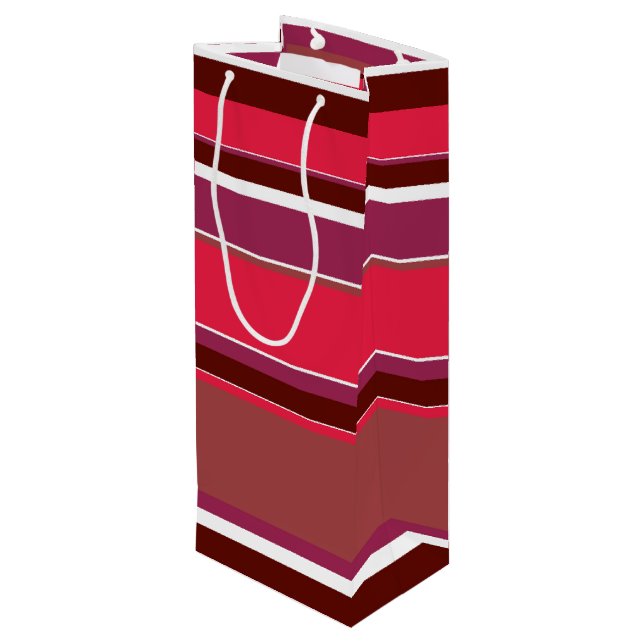 Red stripes wine gift bag (Back Angled)