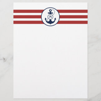 Red Stripes with Nautical Anchor and Monogram