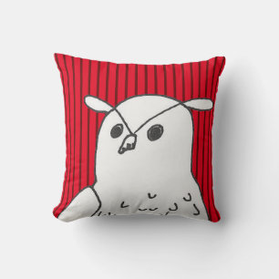 Red Stripes Woodland Animal Art Cute Owl Cushion