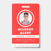 Red Student Photo Food Allergy Alert Emergency