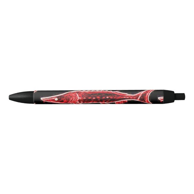 red sturgeon black ink pen (Front)