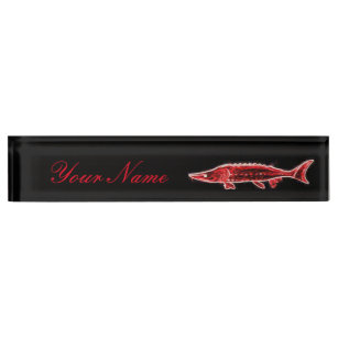 red sturgeon black nameplate