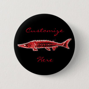 red sturgeon logo 6 cm round badge