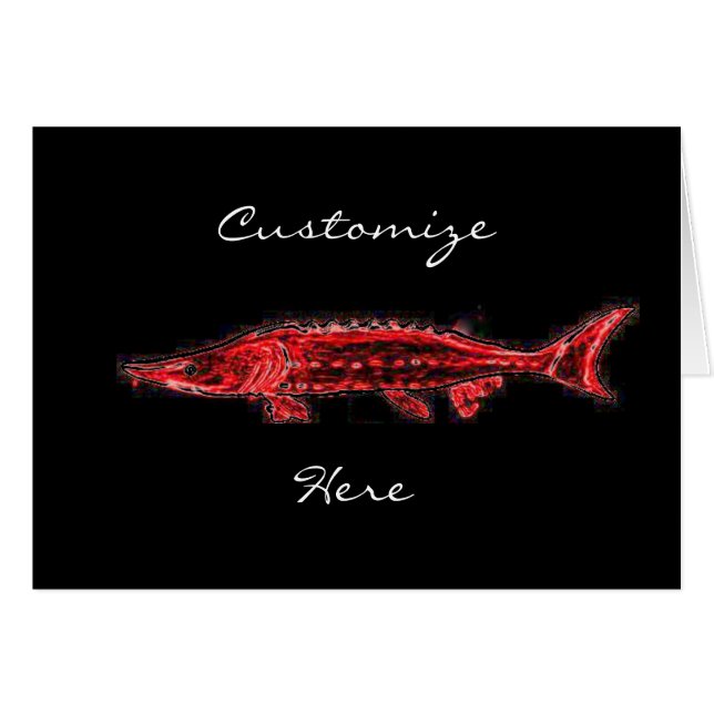 red sturgeon on black (Front Horizontal)