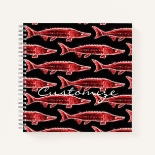 red sturgeon swimming notebook