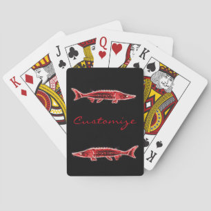 red sturgeon swimming playing cards