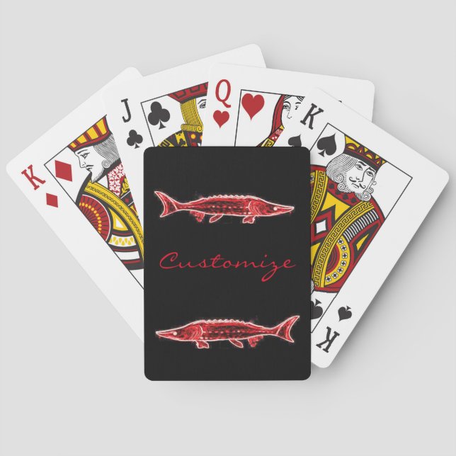 red sturgeon swimming playing cards (Back)