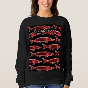 red sturgeon swimming sweatshirt