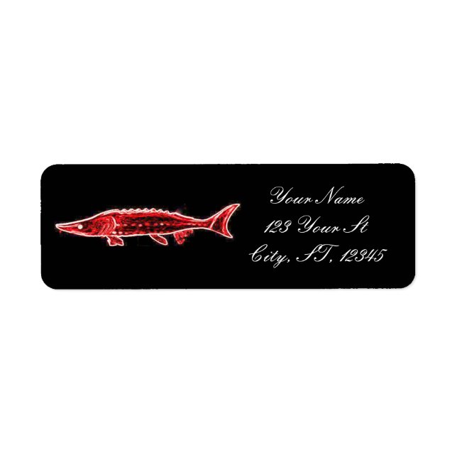 red sturgeon swimming Thunder_Cove Return Address Label (Front)