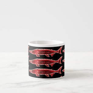 red sturgeons black espresso cup