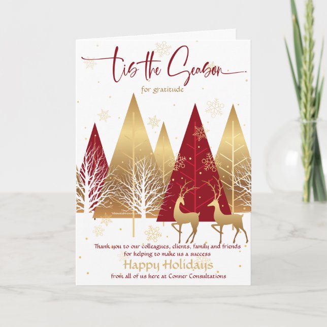Red Stylised Xmas Trees Business Greeting Invitati Invitation (Front)
