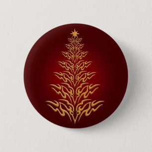 Red Stylish Christmas Tree Button