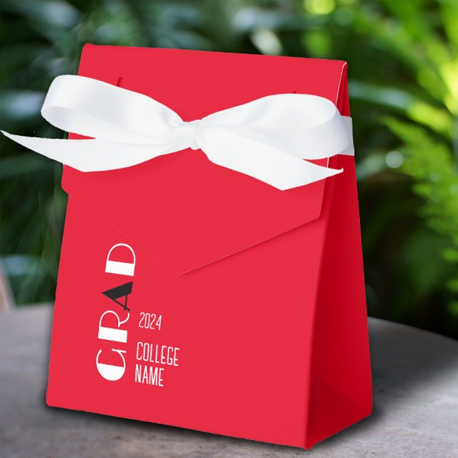 Red Stylish Graduation black white letter Favour Box (Creator Uploaded)