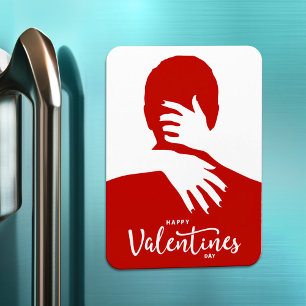 Red stylish minimalist valentine's day hot kiss magnet