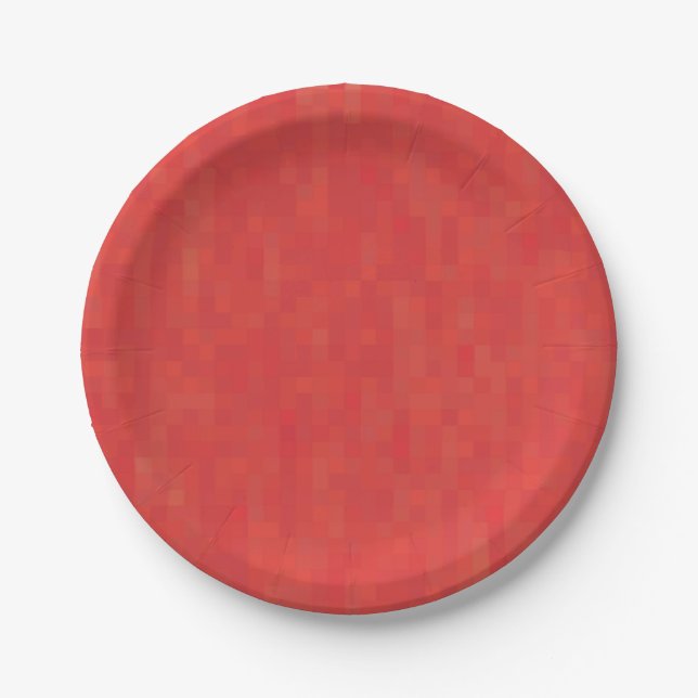 Red subtle minimalist, elegant modern pattern paper plate (Front)