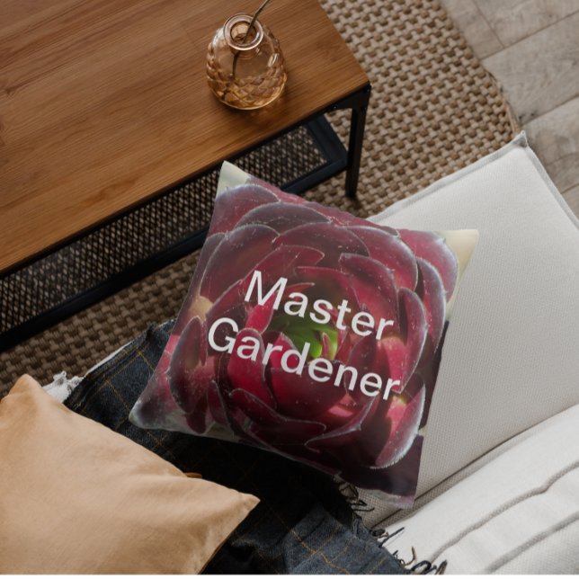 Red Succulent Botanical Photo Master Gardener Cushion (Creator Uploaded)