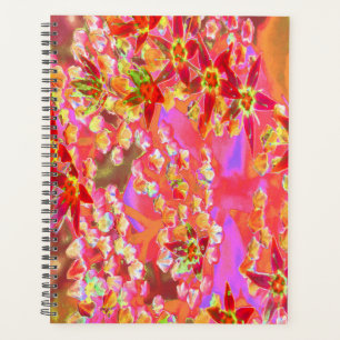 Red Succulent Sedum Flowers on Burnt Orange Planner