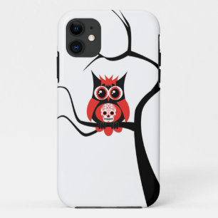 Red Sugar Skull Owl in Tree iPhone 5 Case