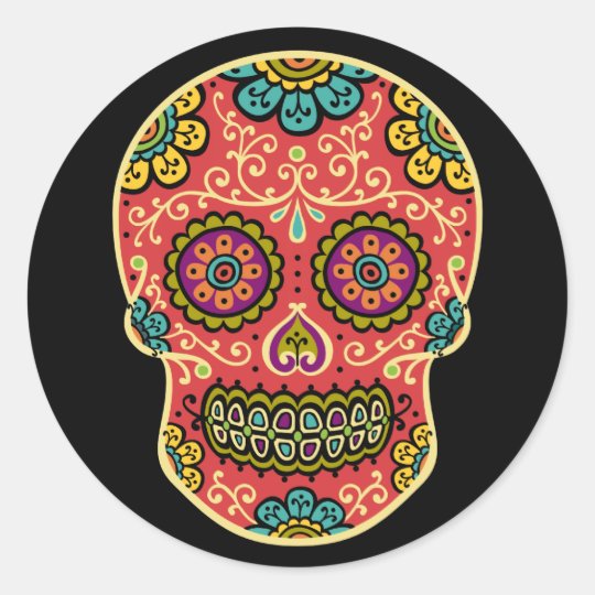 Red Sugar Skull Sticker