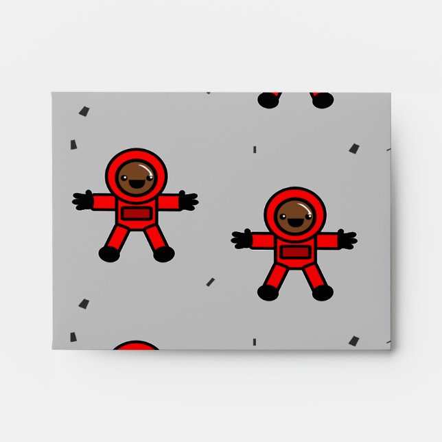 Red suit astronauts on grey  envelope (Front)