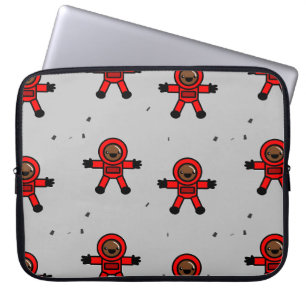 Red suit astronauts on grey laptop sleeve