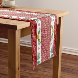 Red Sukkot Etrog Palms Lulav Sukkah Decorations Short Table Runner