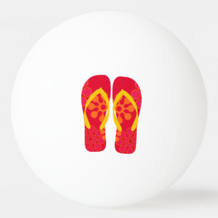 Red Summer Beach Party Flip Flops Ping Pong Ball