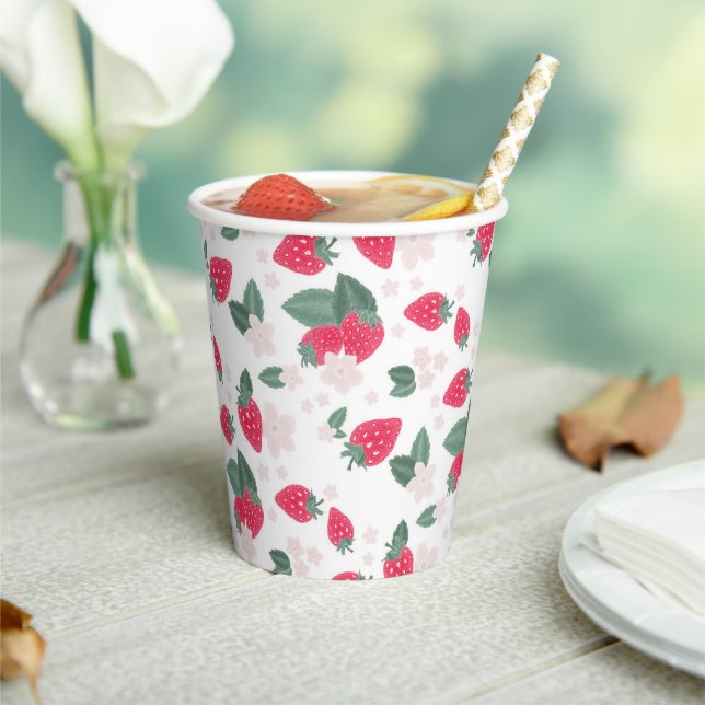 Red Summer Berry Birthday or Picnic Strawberry  Paper Cups (Insitu)