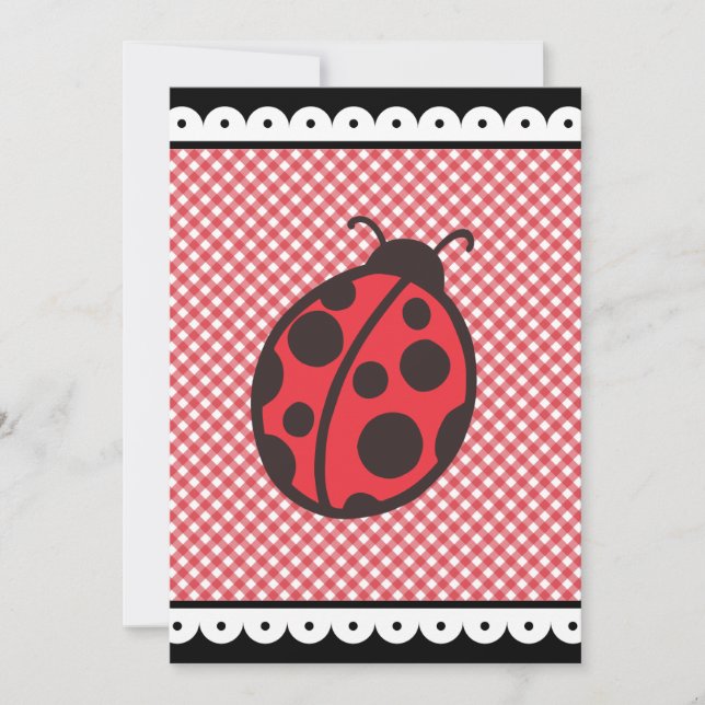 Red Summer Ladybug Birthday Party Invitations (Front)