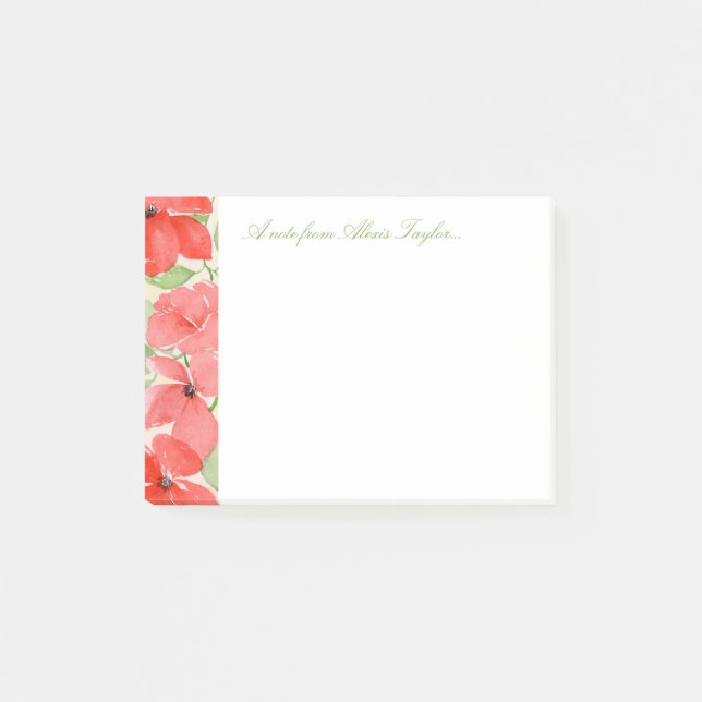 Red Summer Poppies Post-it Notes (Front)