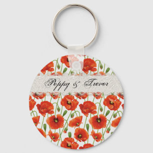 Red Summer Poppy Key Ring