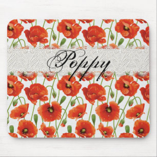 Red Summer Poppy Mouse Pad