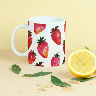 Red Summer Strawberries Cute Boho Hand-Illustrated Mug