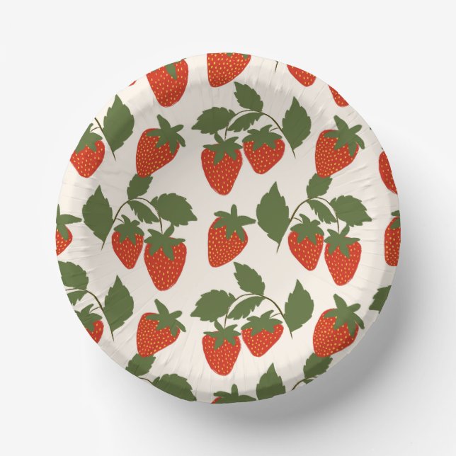  Red Summer Strawberry Paper Plate (Front)