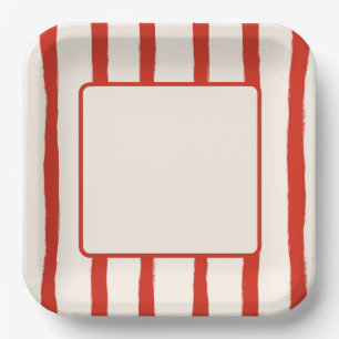 Red Summer Stripes Paper Plate